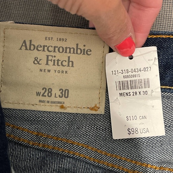 Abercrombie &‎ Fitch Distressed Dark Blue The A&F Skinny Jeans Size 28x30 NWT - Picture 7 of 11